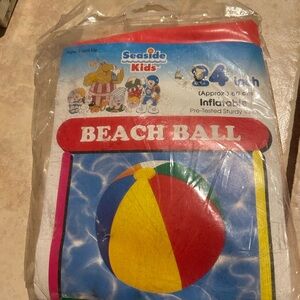Vtg Seaside Kids Inflatable Beach Ball 20” Pool Toy Retro Summer Vinyl New